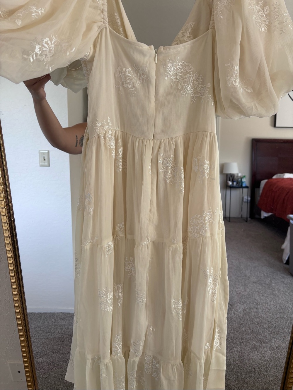 Altar'd State Cream Puff-Sleeve Tiered Maxi Dress - Picture 4 of 4